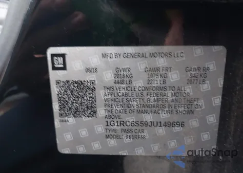 2018 Chevrolet Volt Lt from USA, damaged, VIN 1G1RC6S59JU149696